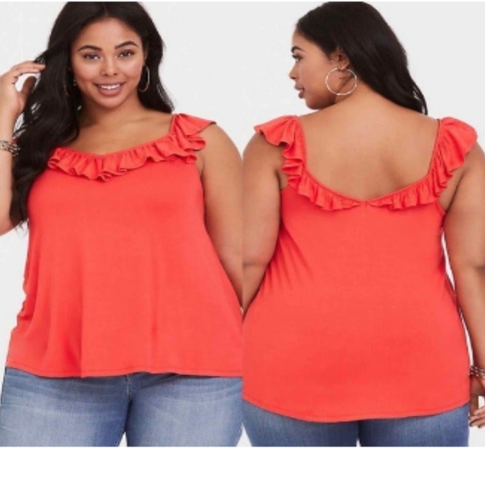 NWT TORRID Orange Ruffle Tank